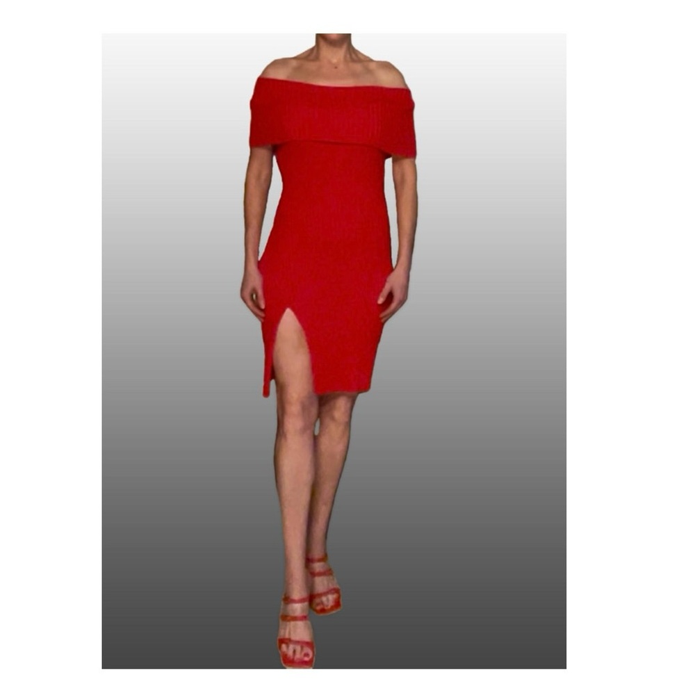 BCBGMaxAzria Off-Shoulder Red Mini Dress